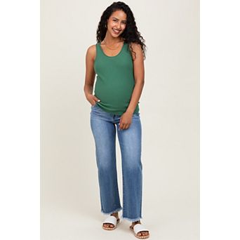 Maternity Frayed Hem Ankle Straight Leg Maternity Jeans