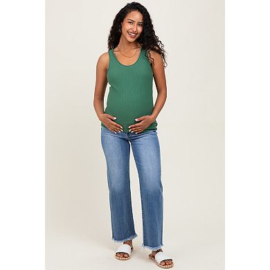 Maternity Frayed Hem Ankle Straight Leg Maternity Jeans