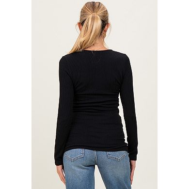 Maternity Sweetheart Ribbed Long Sleeve Top