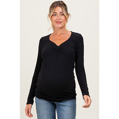 Maternity Sweetheart Ribbed Long Sleeve Top