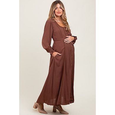 Maternity Lace Detail Button Down Maxi Dress