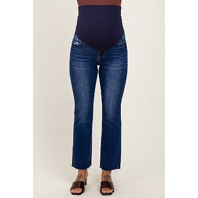 Maternity Blue Cut Hem Kick Flare Maternity Jeans