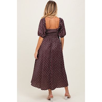Maternity Polka Dot Square Neck Midi Dress