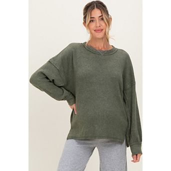 Maternity Brushed Ribbed Knit Pullover