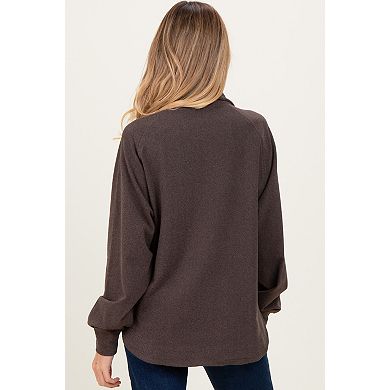 Maternity Brushed Knit Button Collar Pullover