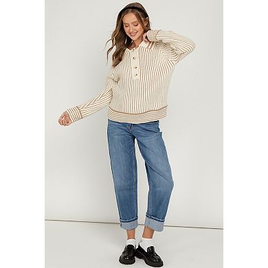 Maternity Rolled Cuffed Barrel Leg Maternity Jeans