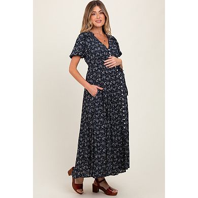 Maternity Floral Button Down Maternity Dress