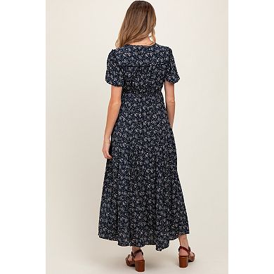 Maternity Floral Button Down Maternity Dress