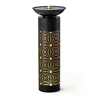 Glitzhome 35.75''H Patio Water Fountain, Oversized Metal Cutout Pattern Outdoor Fountain