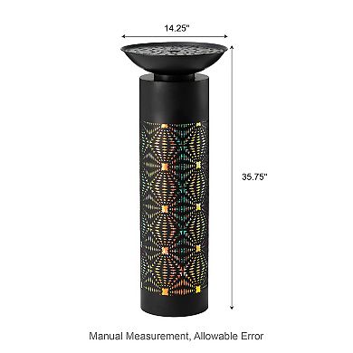 Glitzhome 35.75''H Patio Water Fountain, Oversized Metal Cutout Pattern Outdoor Fountain