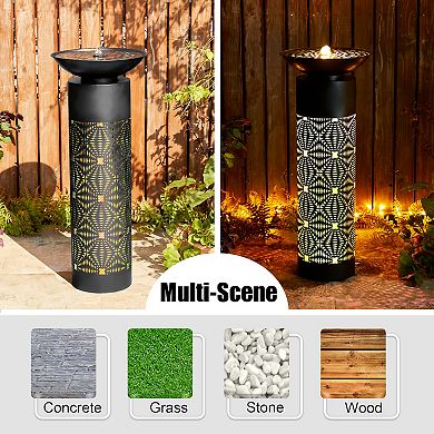 Glitzhome 35.75''H Patio Water Fountain, Oversized Metal Cutout Pattern Outdoor Fountain