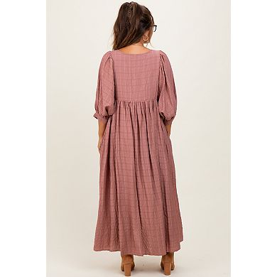 Maternity Plaid Front Tie Cutout Midi Dress