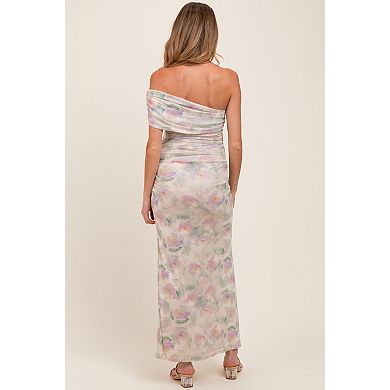 Maternity One Shoulder Ruched Maxi Dress