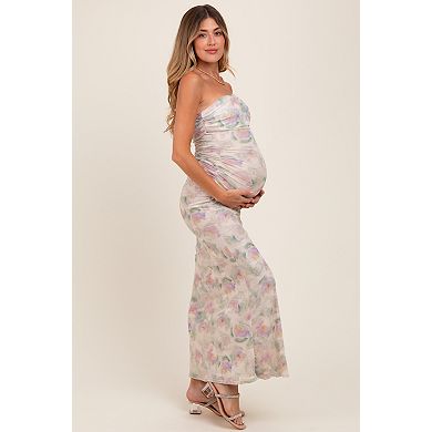 Maternity One Shoulder Ruched Maxi Dress