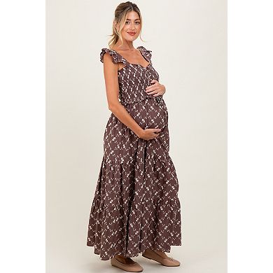 Maternity Off White Floral Embroidered Tiered Maxi Dress
