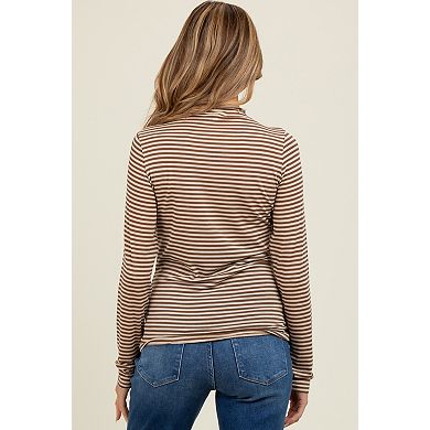 Maternity Striped High Neck Long Sleeve Top