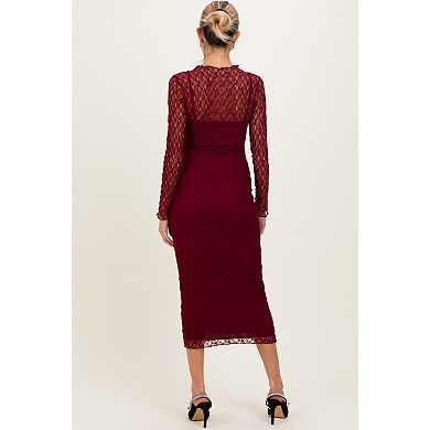Maternity Lace Overlay Fitted Midi Dress