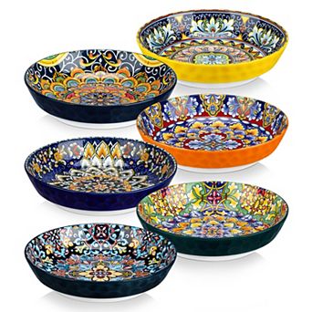 6 pc Porcelain Pasta Bowl Set, Multipurpose Bowl for Soup, Ramen, Salad