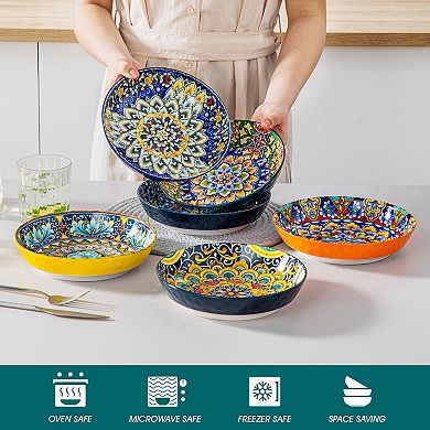 6-piece Porcelain Pasta Bowl Set, Multipurpose Bowl for Soup, Ramen, Salad