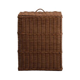 Martha Rectangular Woven Resin Wicker Laundry Hamper - Medium Brown