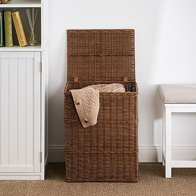 Martha Rectangular Woven Resin Wicker Laundry Hamper - Medium Brown