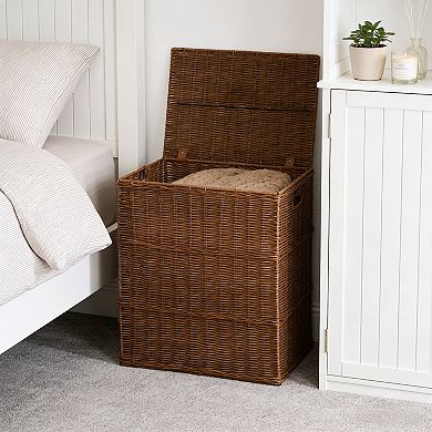 Martha Rectangular Woven Resin Wicker Laundry Hamper - Medium Brown