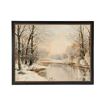 Vintage Oil Painting of Snowy River Scene