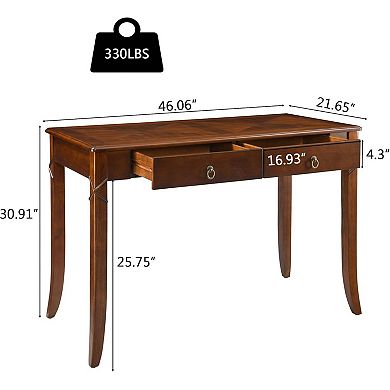 Vintage Solid Wood Writing Desk with Drawers Antique Secretary Table for Home Office