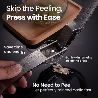 No Peeling Required Garlic Press Stainless Steel with Detachable Handle for Fine Mincing