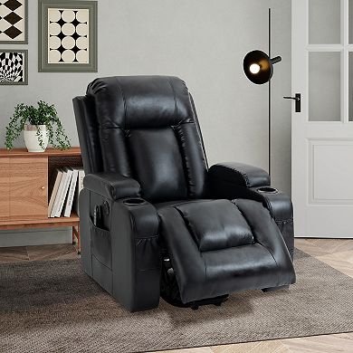 Power Lift Recliner Chair Heavy Duty Motion w/ 8-Point Vibration Massage and Lumbar Heating & USB