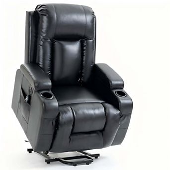 Power Lift Recliner Chair Heavy Duty Motion w/ 8-Point Vibration Massage and Lumbar Heating & USB