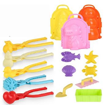 15 pc Winter Snowball & Snow Mold Toy Kit for Kids, Toddlers & Adults Snowman, Dinosaur, Duck