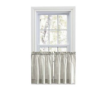 Classic Ticking Stripe Printed Tailored Curtain Tiers 1.5" Rod Pocket