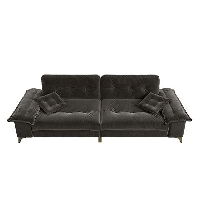Whisen 4-Seat Cloud Sofa with Removable Armrests, Tufted Chenille Couch with Metal Legs & 2 Pillows