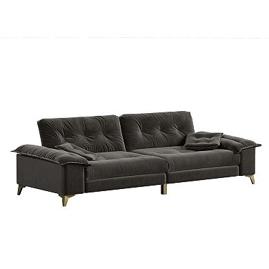 Whisen 4-Seat Cloud Sofa with Removable Armrests, Tufted Chenille Couch with Metal Legs & 2 Pillows