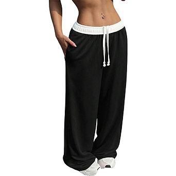 Women's Wide Leg Drawstring Sweatpants Simple Comfortable Loose Fit Daily Casual Joggers