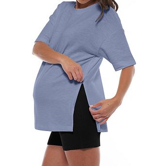 Women's 3-Season Maternity Nursing Shirt Short Sleeve Zipper Design Breathable Breastfeeding Top