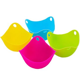Silicone Egg Poacher Cups 4 Pack - Microwave & Stovetop Safe, Stackable Design