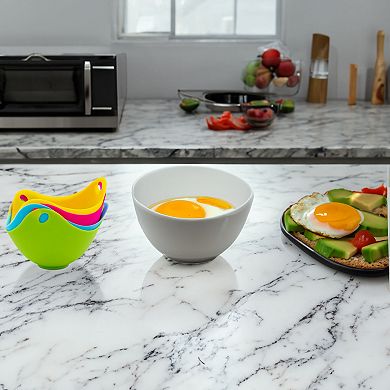 Silicone Egg Poacher Cups 4 Pack - Microwave & Stovetop Safe, Stackable Design