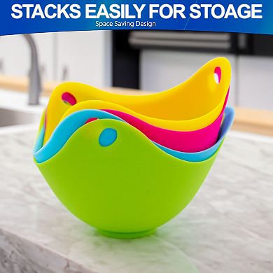 Silicone Egg Poacher Cups 4 Pack - Microwave & Stovetop Safe, Stackable Design