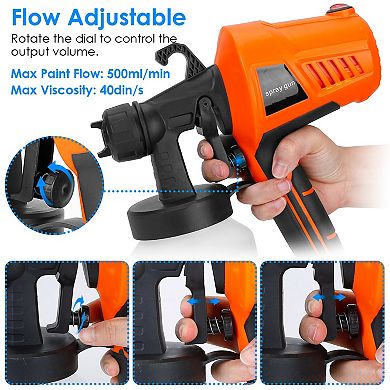 700W Electric HVLP Paint Sprayer Handheld Spray Gun for Walls Fences with 3 Patterns 800ML