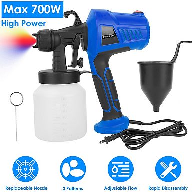 700W Electric HVLP Paint Sprayer Handheld Spray Gun for Walls Fences with 3 Patterns 800ML