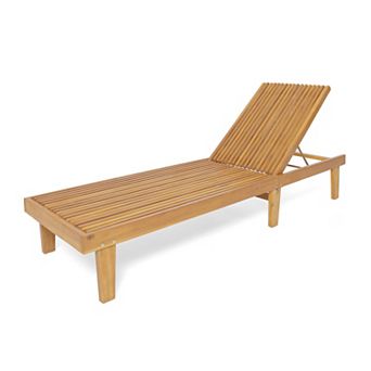 Adjustable Wooden Chaise Lounge, Outdoor Patio Poolside Lounger Chair