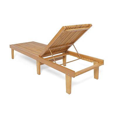 Adjustable Wooden Chaise Lounge, Outdoor Patio Poolside Lounger Chair
