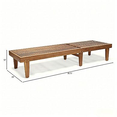 Adjustable Wooden Chaise Lounge, Outdoor Patio Poolside Lounger Chair