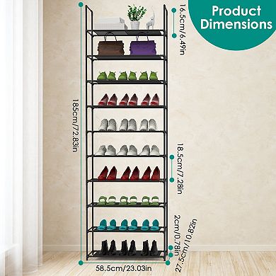 10-Tier Tall Shoe Rack, Space-Saving Non-Woven Fabric Organizer Holds 2530 Pairs for Hallway