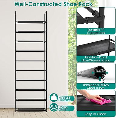 10-Tier Tall Shoe Rack, Space-Saving Non-Woven Fabric Organizer Holds 2530 Pairs for Hallway