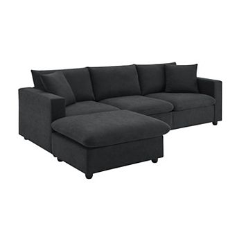 Whisen Modern L-shaped Sectional Sofa Set with Convertible Ottoman and 2 pillows