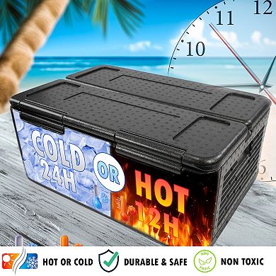 Collapsible Foam Cooler Chest Box Large - Insulated, Foldable, Portable, Lightweight, Iceless, Cold