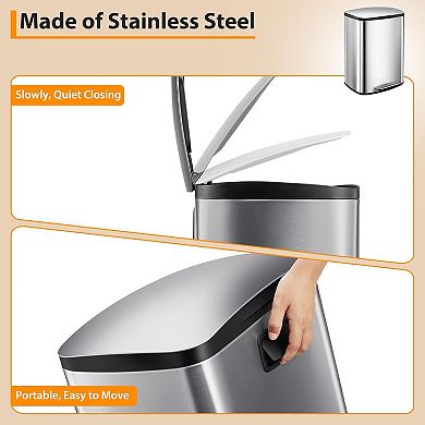 13.2 Gallon (50l) Stainless Steel Step Trash Can